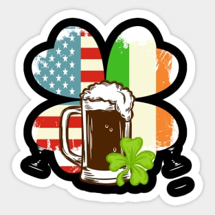 St Patricks Day - Irish American Flag Sticker